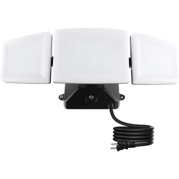 LED Security Light,35W Plug in Flood Light Outdoor, 3 Heads Wall Light - Picture 1 of 7